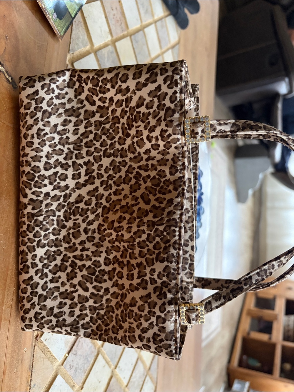 Liz Claiborne Leopard Print Tote in Brown and Cream